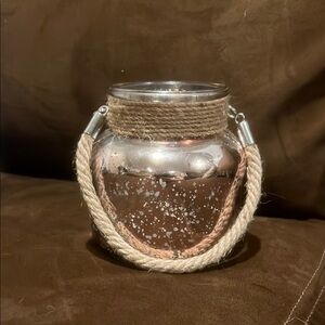 Rustic Glass Lantern with Rope Handle